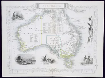 Australien, aus einer Serie von Weltkarten veröffentlicht von John Tallis und Co., London und New York, 1850er Jahre